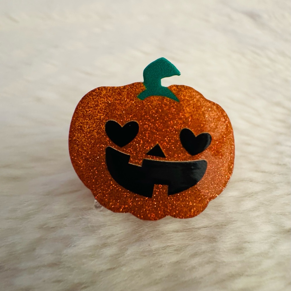 Mini Hair Claw Clip, Glittery Pumpkin